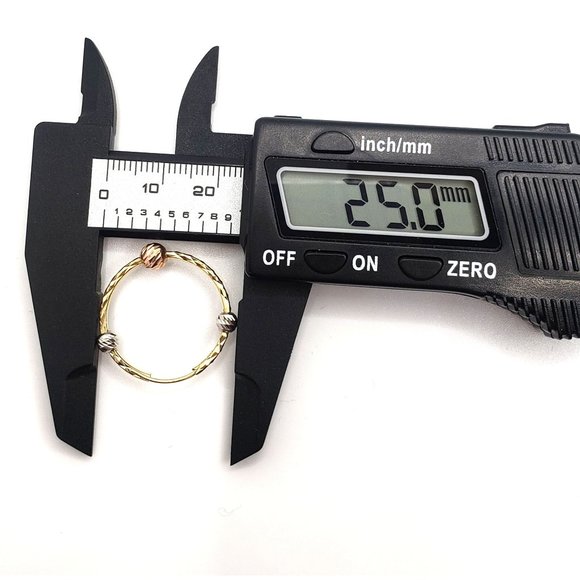 Circular Hoop Earrings With 14K Three-Gold Balls - Picture 5 of 14